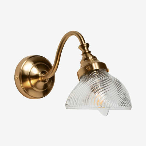 Diesel wall light made of moulded clear glass and brass