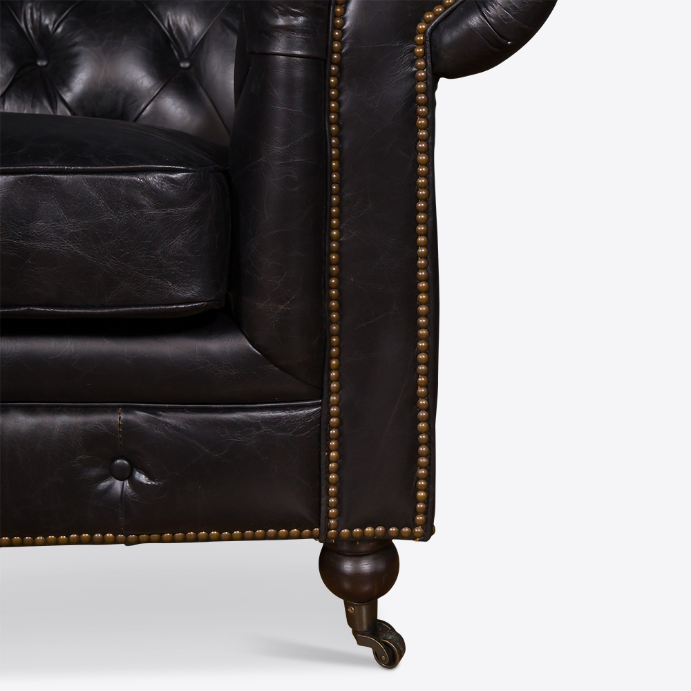 Black Chesterfield Sofa - Three Sizes Available - Pure White Lines