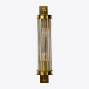 wall light with clear glass rods and brass finish