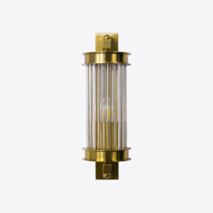 wall light with small clear glass rods and brass finish