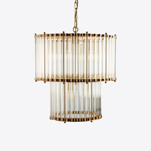 Double Monza - double clear glass chandelier with a nod to Art Deco