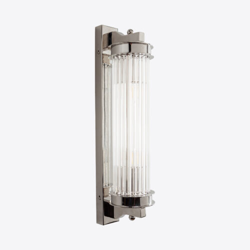 Elon wall light in nickel finish and glass rods