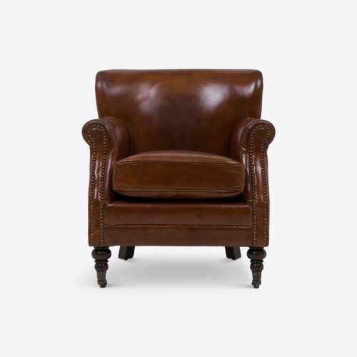 Tolworth small brown leather armchair for bedrooms occasional chairs on castors