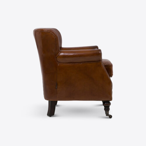 Tolworth small brown leather armchair for bedrooms occasional chairs on castors