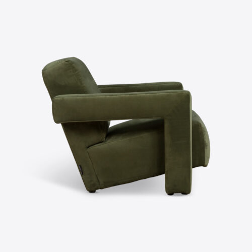 McQueen armchair in olive green - 1930s modernist armchair