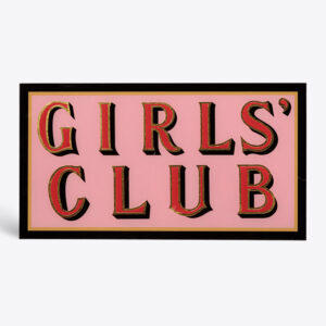 Hand Painted Red and Pink Gold Leaf 'Girls Club' Sign