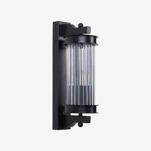 Elon wall light in a black finish and glass rods