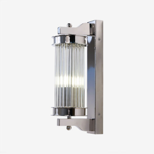 small nickel wall light with glass rods