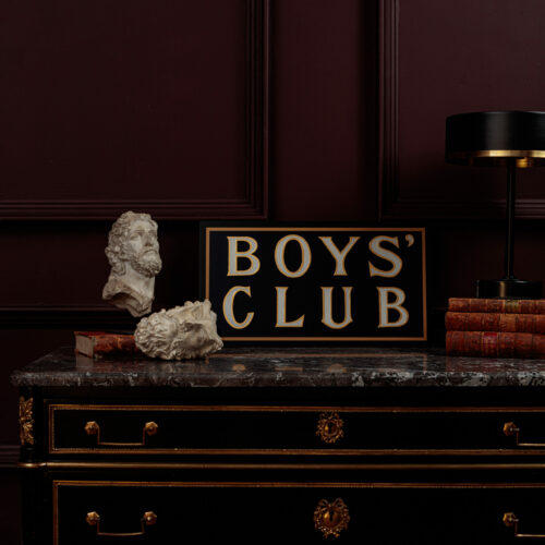 glass boys club sign hand painted in England