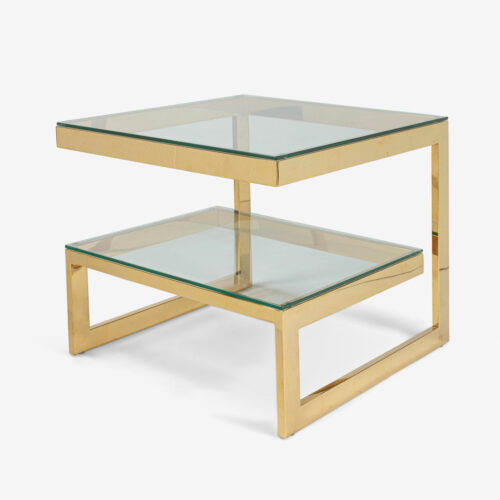 G coffee side table 70's inspired polished brass