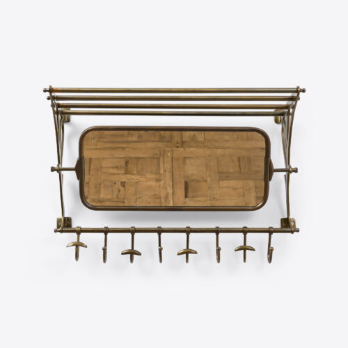 Josie large coat rack in aged brass with mirror