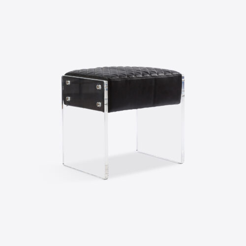 black leather and acrylic stool