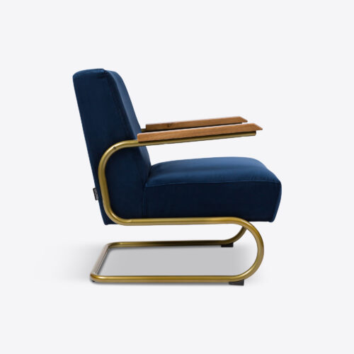 cantilever chair chair in navy blue fabric