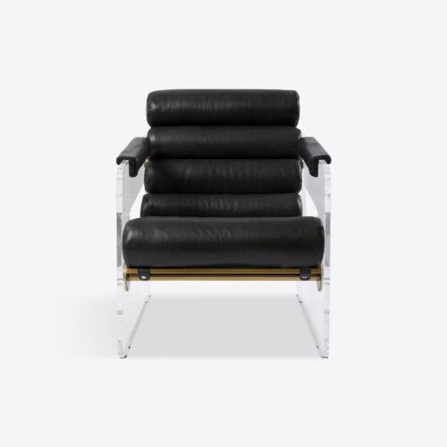 black leather and acrylic armchair