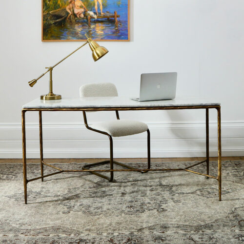 marble desk with hammered effect legs