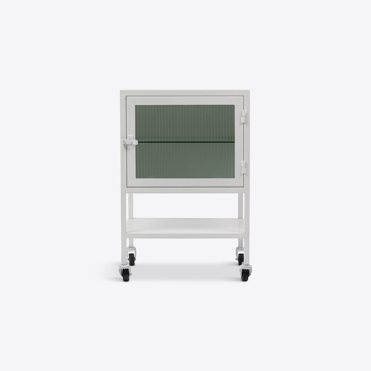 White Coburg Fluted Glass Trolley