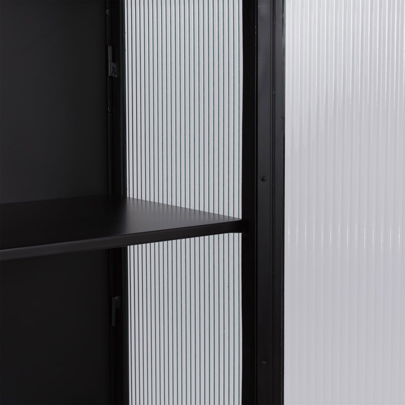 Black Coburg Fluted Glass Tall Cabinet - Pure White Lines
