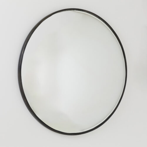 Large 120cm convex mirror with black steel frame