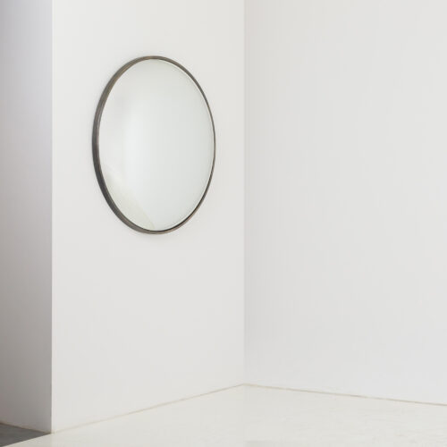 Large 100cm convex mirror with black steel frame