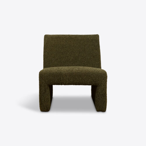 green boucle armless chair