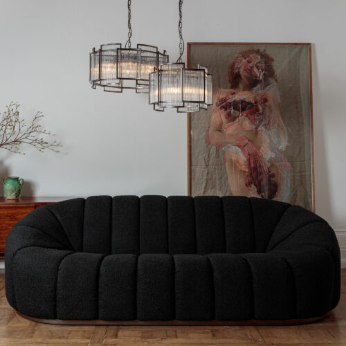 Napa black boucle 70s inspired sofa