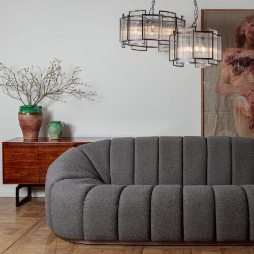 Napa grey boucle 70s inspired sofa