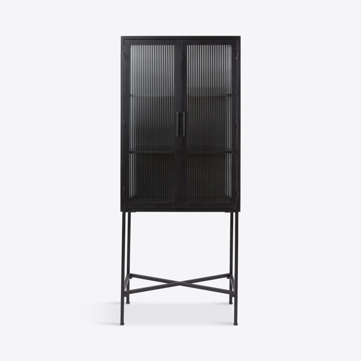 Black Coburg Fluted Glass Tall Cabinet