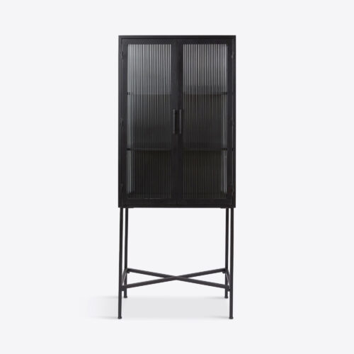 tall metal industrial drinks cabinet in black