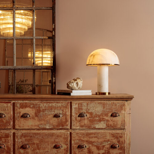 vintage inspired alabaster mushroom table lamp