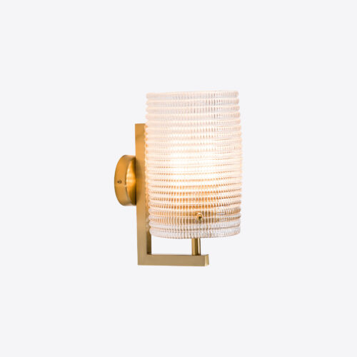 waffle glass and brass wall light vintage sconce
