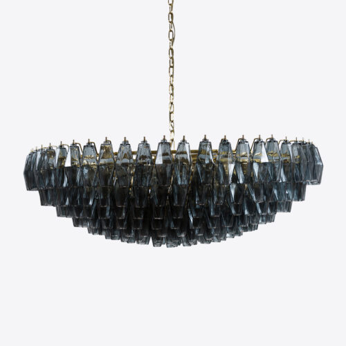 smoked glass tiered chandelier in style of Murano glass