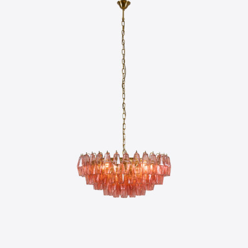 Sorrento pink chandelier with brass ceiling rose