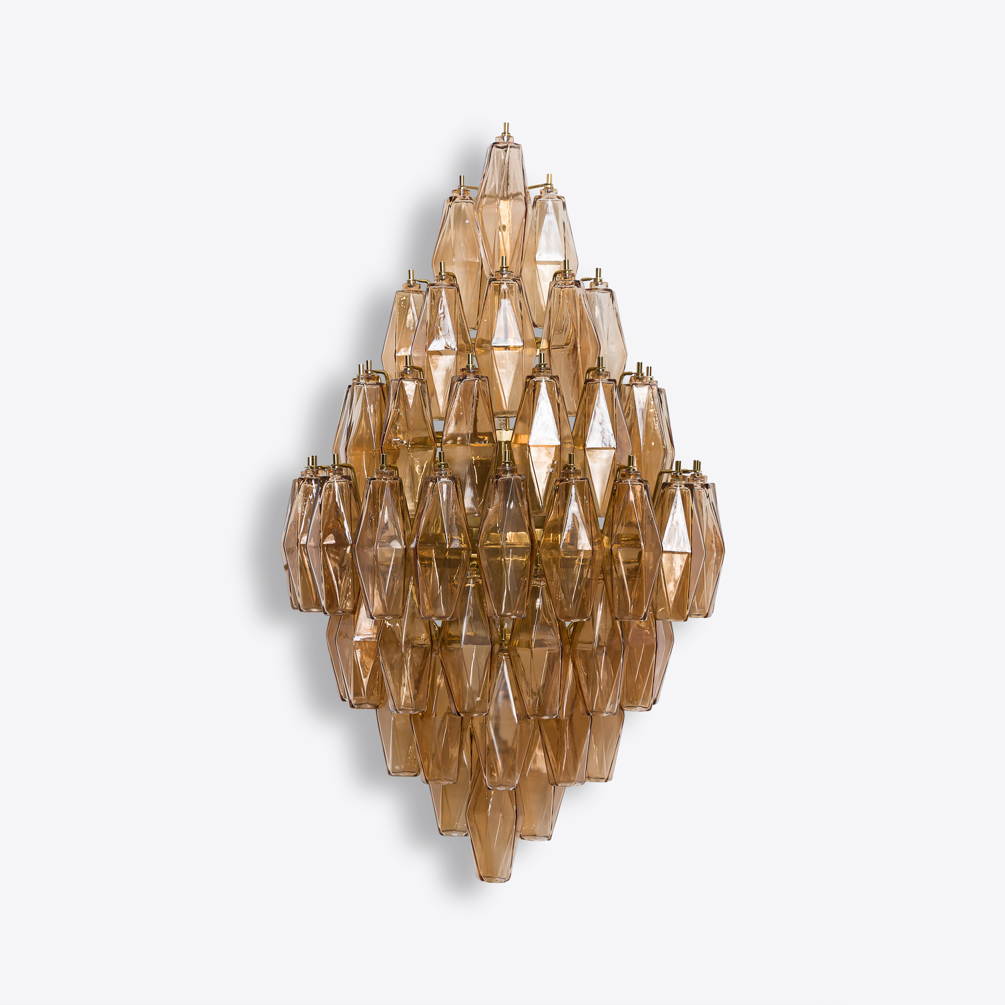 murano style tiered wall light in amber glass