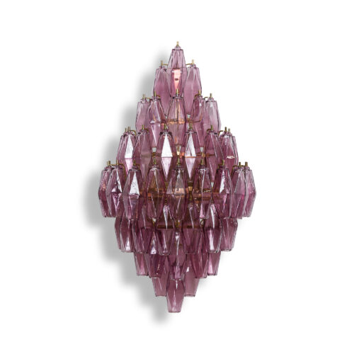 Murano style tiered wall light in lilac purple glass