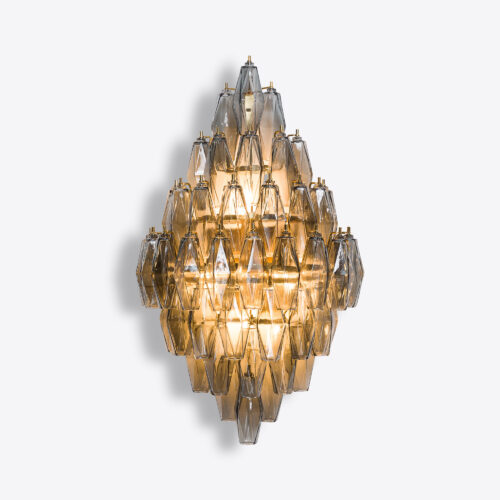 murano style tiered wall light in smoked glass