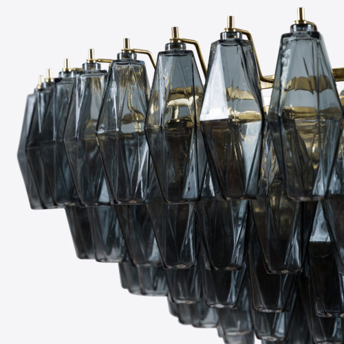 smoked glass tiered chandelier in style of Murano glass