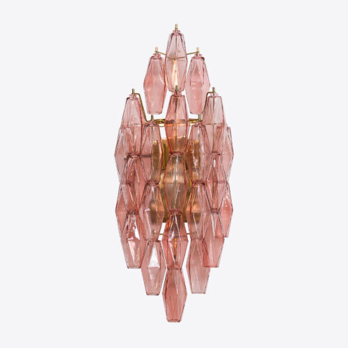 vintage Murano style pink wall light with coloured glass