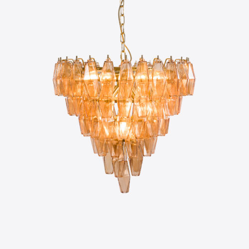 Murano style ceiling light in amber glass