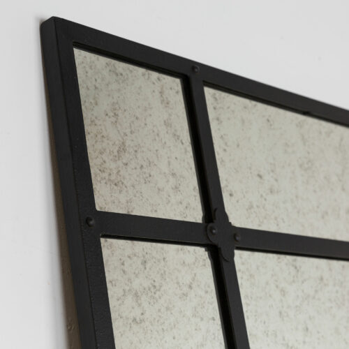large window mirror with aged glass