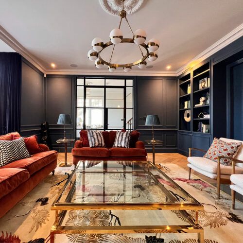 Sacha Berger - Honey Bee Interiors - Pure White Lines Luna sputnik chandelier