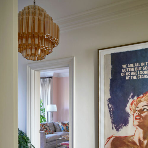 Fiona Duke interiors in SheerLuxe Essex Edwardian renovation project - Pure White Lines amber Palermo chandelier