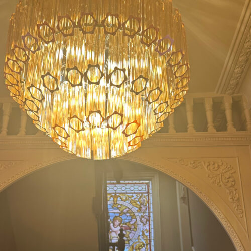 tiered amber chandelier