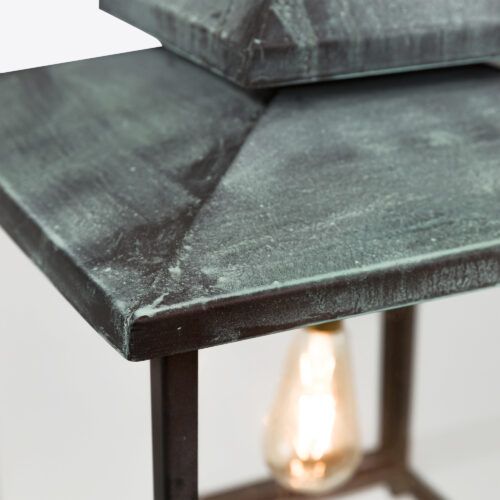 Keats in a bronze verdigris finish - a traditional square hanging lantern for hallways porches
