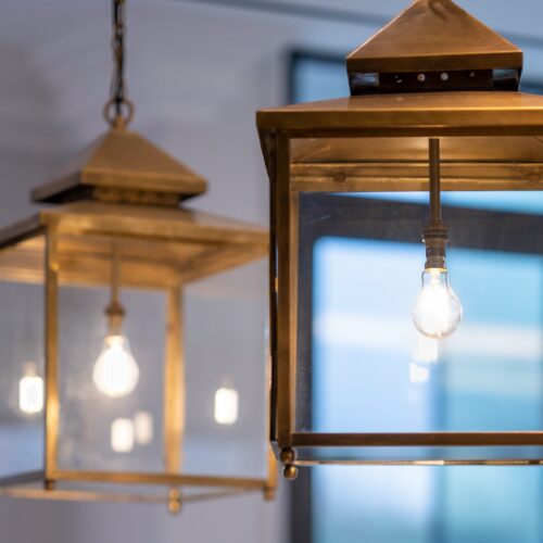square lantern - brass and clear glass