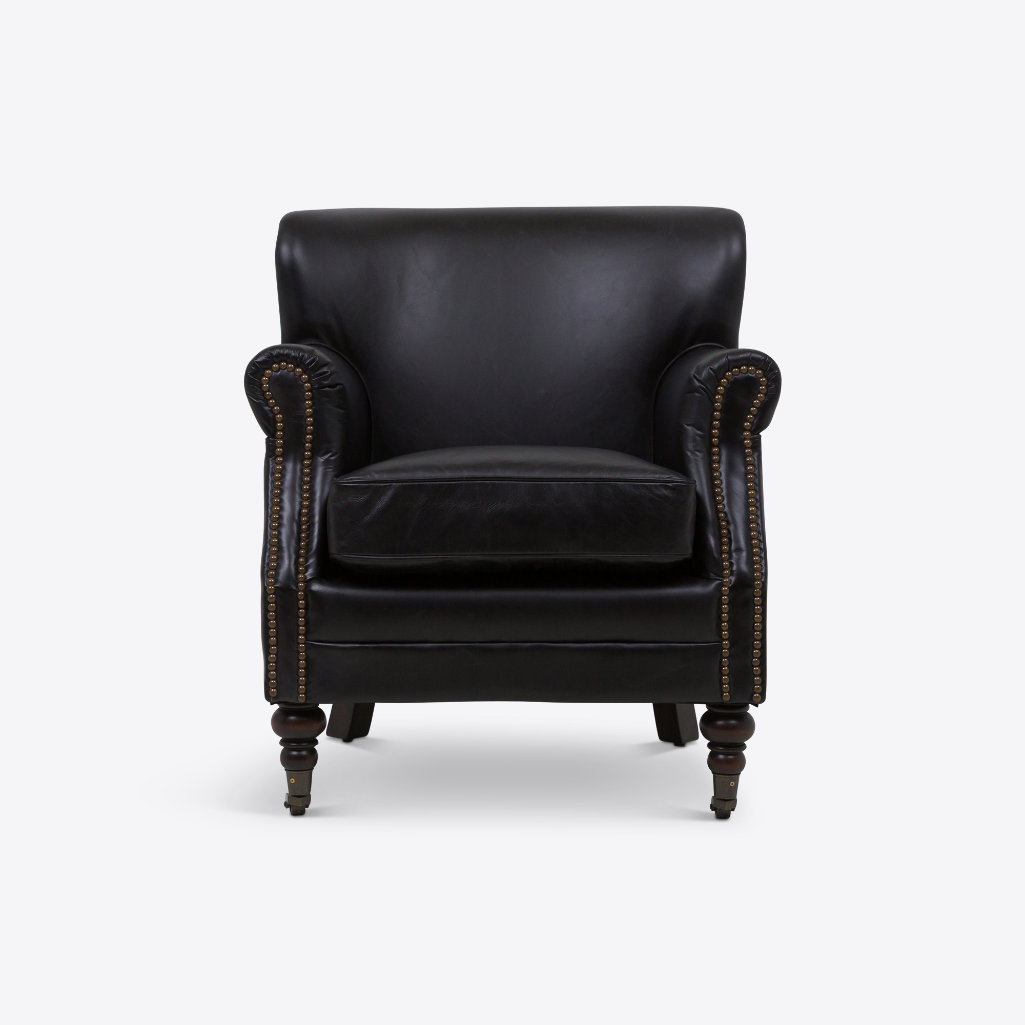 Tolworth small black leather armchair for bedrooms occasional chairs on castors