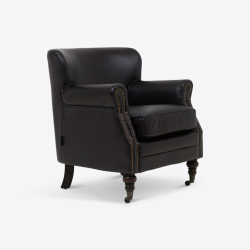 Tolworth small black leather armchair for bedrooms occasional chairs on castors
