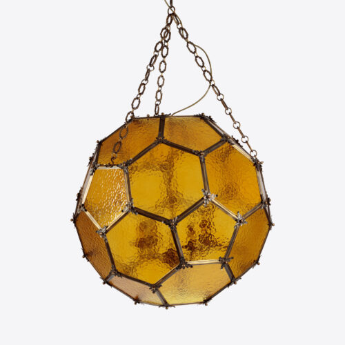 large geometric hanging lantern with amber glass - Parnham Park