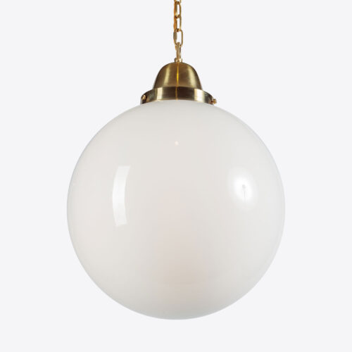 large Ball pendant light - opaline glass ideal for hanging over kitchen islands and bars