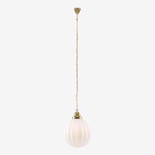 Pumpkin brass and white opaline glass pendant