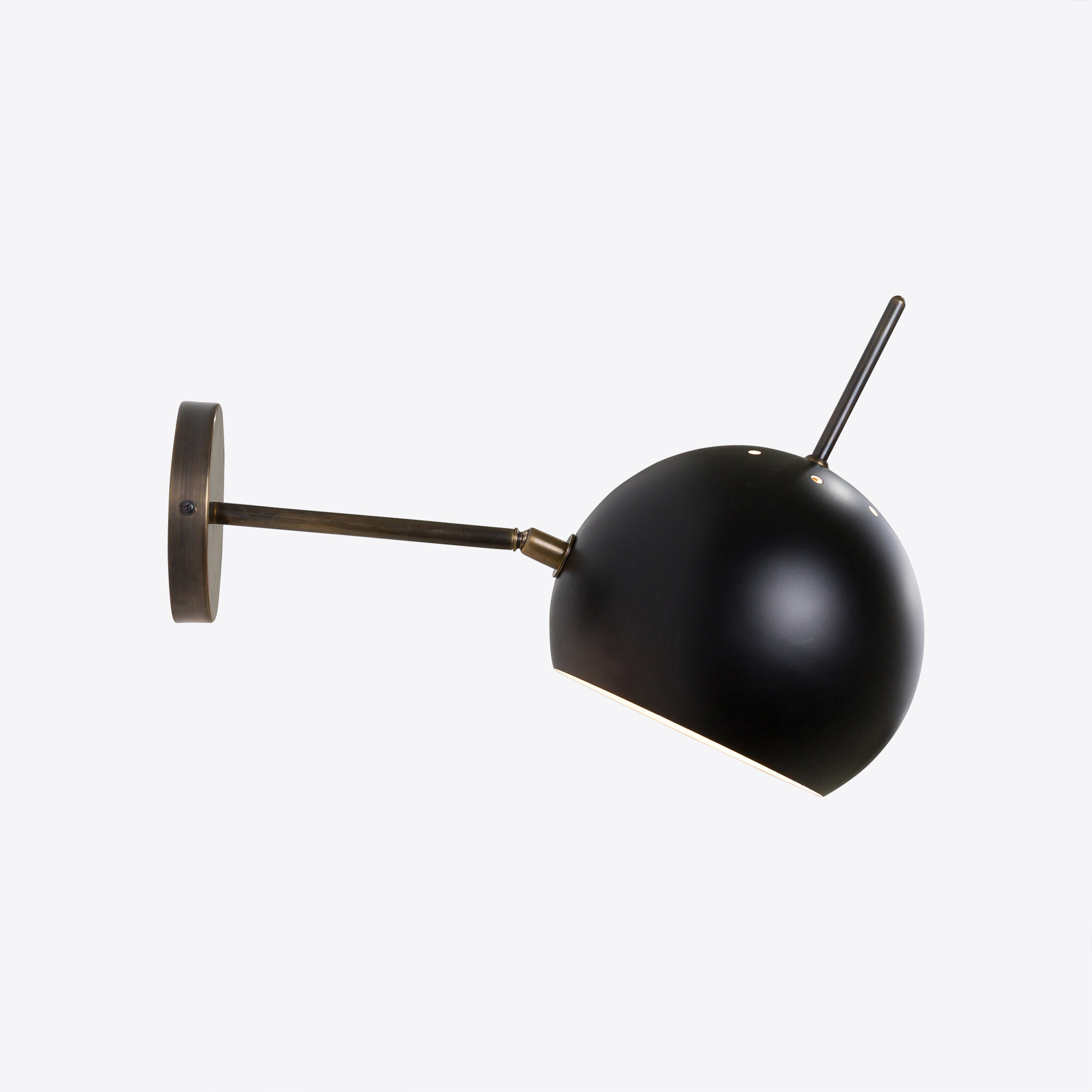 Ponti black globe wall light in mid-century style - adjustable directional bedside or desk lamp
